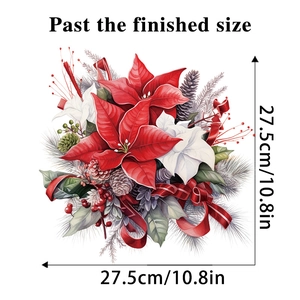 Detail view of floral Christmas toilet sticker with dimensions 27.5cm x 27.5cm
