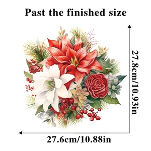 Close-up of waterproof floral Christmas toilet sticker with dimensions 27.8x27.6cm