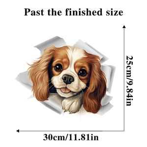 3D realistic Cavalier King Charles Spaniel dog wall sticker with 30x25cm size details