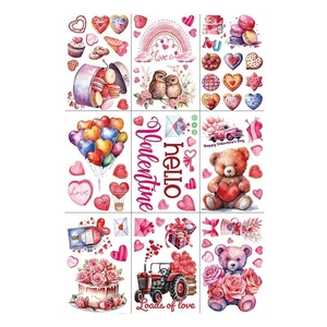 Cartoon bear and heart static window stickers for Valentine's Day glass decoration