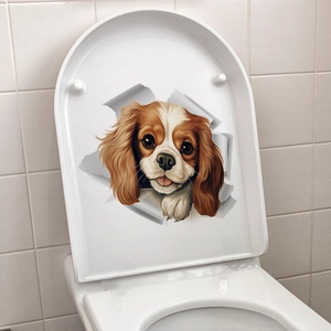 3D Dog Cat Toilet Stickers Waterproof PVC Wall Decals Realistic Animal Bursting Through Effect Bathroom Home Decor Art