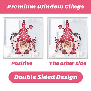 Stickers de fenêtre double face pour la Saint-Valentin avec gnome rouge et ailes de Cupidon