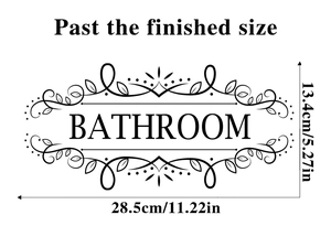 Detailed dimensions of black PVC bathroom wall sticker with vine leaf decoration