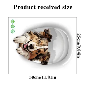 Detailed size chart for 3D Border Collie toilet sticker measuring 30cm by 25cm