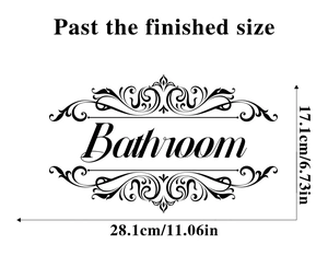 Detailed view of vinyl bathroom wall sticker with dimensions 28.1cm x 17.1cm