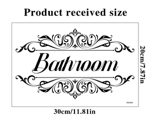 Detailed view of 30x20cm self-adhesive bathroom wall decal with black vine art and text