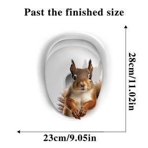 3D squirrel wall sticker with dimensions 23x28cm shown on white background detail