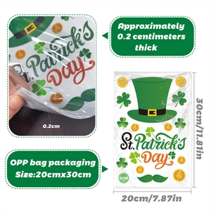 Detail of St. Patrick's Day OPP gift bag with green clovers and gold coins patterns