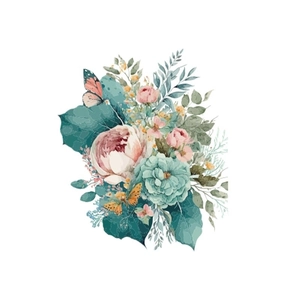 Floral butterfly stickers for bathroom decor featuring pink roses and peonies