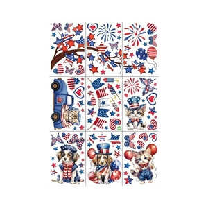 Lot de 9 stickers de fenêtre pour la fête de l'indépendance avec animaux et drapeaux