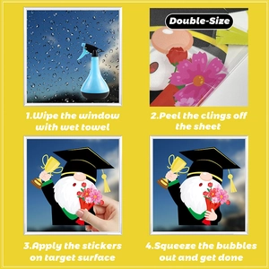 Installation guide for double-sided graduation gnome window clings with step-by-step steps