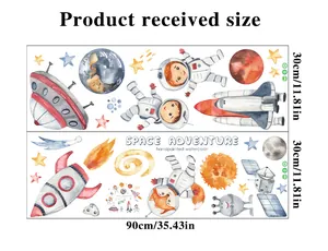 Size detail of cartoon astronaut wall stickers with 90x60cm product dimensions
