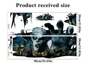 Macro layout of 3D Halloween monster wall decals in two 30x90cm PVC sheets
