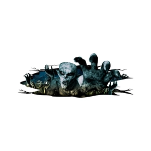 Detailed 3D Halloween zombie wall sticker with realistic creepy arm emerging from a crack