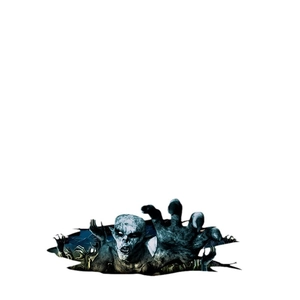 3D Halloween wall decal featuring a realistic zombie crawling out of a cracked ground