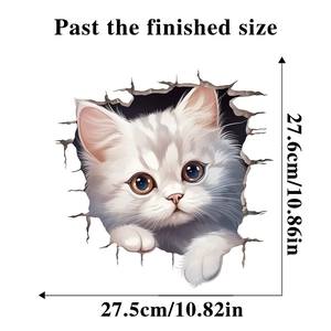 3D cat wall sticker dimension guide showing 27.5x27.6cm size for bathroom toilet decor
