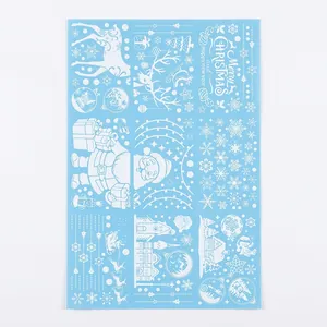 White Christmas reindeer window stickers with Merry Christmas lettering for holiday decor