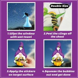 Step-by-step installation guide for double-sided Halloween elf window clings