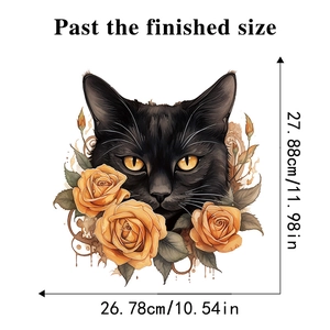 Halloween black cat and yellow rose toilet sticker with detailed size dimensions