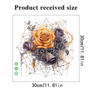 Close-up of Gothic Halloween floral decal with 30cm dimensions for toilet decoration