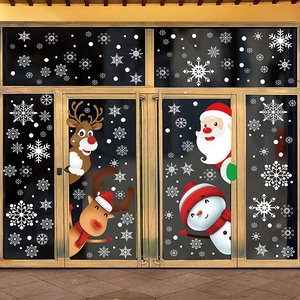 Christmas static cling stickers with Santa, Reindeer, and Snowman for window decoration