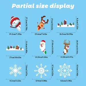 Guida alle taglie dettagliata per adesivi natalizi con Babbo Natale e renne per vetrine