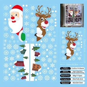 Double-sided printed Christmas window decals showing Santa and reindeer designs