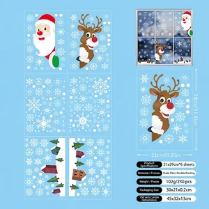 Detailed infographic of 6 Christmas static window stickers with sizing and 230 decals