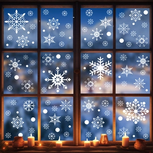 White snowflake static window stickers for Christmas party glass door decoration
