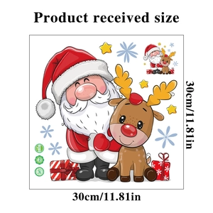 Detail of PVC Christmas snowman sticker set featuring Santa and reindeer on 30x30cm sheet