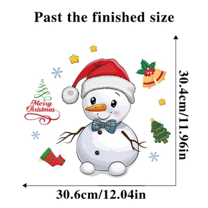 Detailed size view of a waterproof Christmas snowman wall sticker with 30cm dimensions