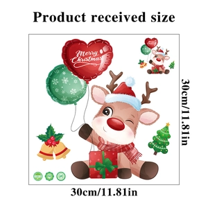 Waterproof PVC Christmas sticker set featuring reindeer, tree, and Merry Christmas balloon