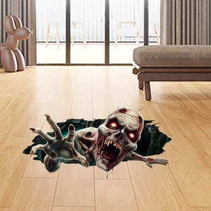 3D realistic zombie crawling out of floor crack for Halloween spooky party home decor