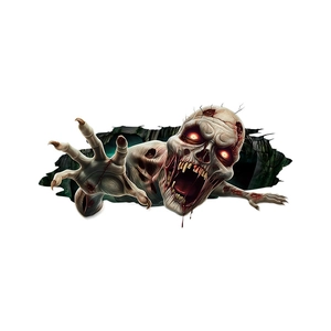 3D realistic zombie wall sticker breaking through wall for Halloween party decoration