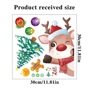 Waterproof PVC Christmas decals set with snowman, reindeer and tree dimensions 30x30cm