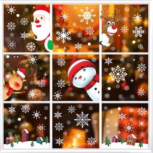 Adesivi natalizi per finestre con Babbo Natale, renne e fiocchi per decorazioni festive