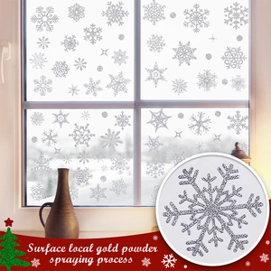 Detail showing the silver snowflake window stickers with local gold powder spraying process