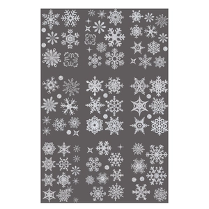 Glittery silver snowflake window stickers with double-sided patterns for glass decoration