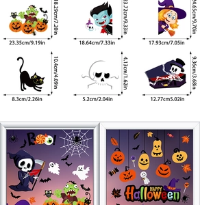 Dimensions détaillées des autocollants Halloween avec motifs citrouille et fantôme