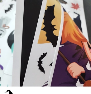 Détail des autocollants statiques d'Halloween avec sorcières et chauves-souris