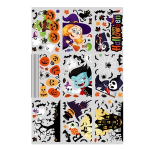 Stickers de fenêtre Halloween double face avec citrouilles, fantômes et décorations