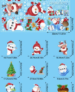 Detailed dimension guide for Christmas window clings showing various character sizes