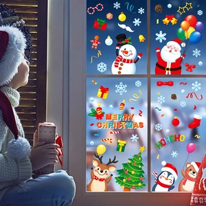Stickers électrostatiques de Noël avec Père Noël et renne pour décoration de vitre maison