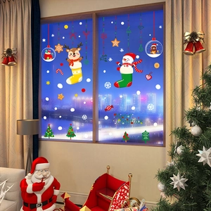 Adesivi natalizi per finestre con pupazzo di neve renna e scritta Merry Christmas