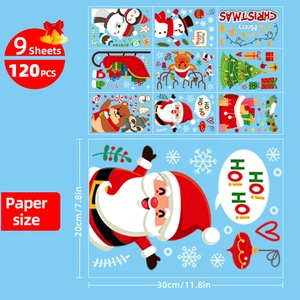 Detailmaße 20x30cm für das 120-teilige Set Weihnachtsfenster-Aufkleber-Set