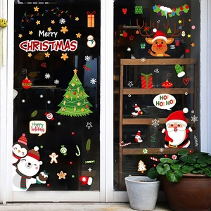 Weihnachts-Fensteraufkleber Set mit Weihnachtsmann und Rentier für festliche Glasdekoration