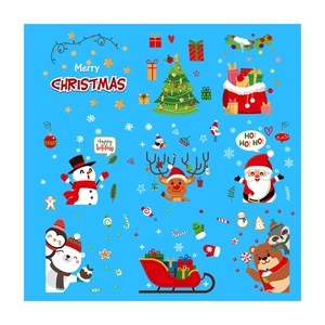 Weihnachts-Fensteraufkleber Set mit Weihnachtsmann, Rentier und Schneemann Dekor