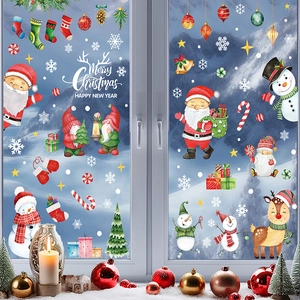 Set de stickers de Noël avec Père Noël, renne et bonhomme de neige pour fenêtres