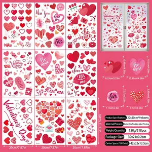 Valentine's Day gnome window decals set of 9 sheets with precise size specifications