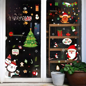 120er-Set Weihnachts-Fensterbilder mit Weihnachtsmann, Rentier und Schneemann Motiven